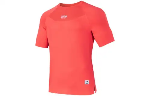 ANTA T Shirts Men's Red Crew Neck Moderate Straight Fit