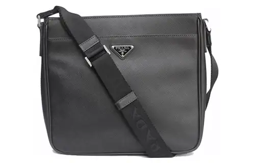 PRADA Leather Crossbody Bag Men's Black