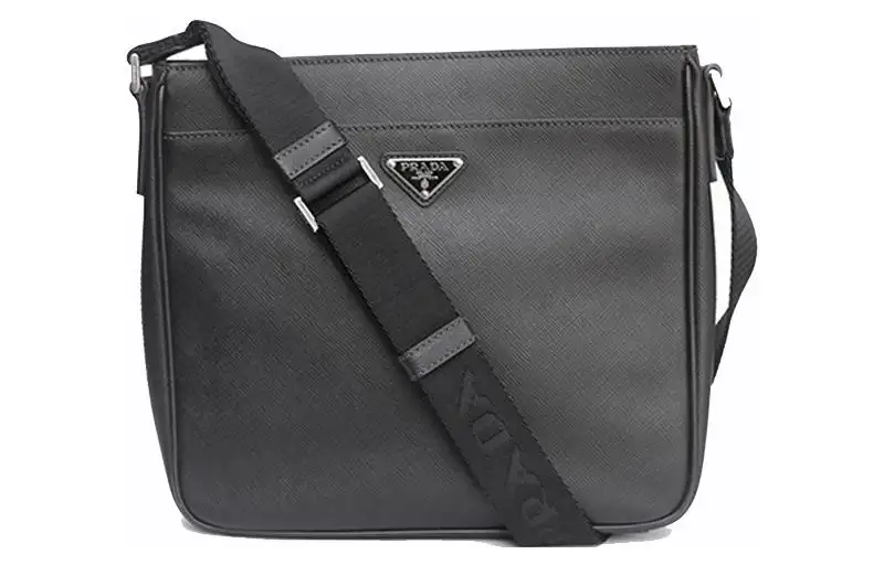 PRADA Leather Crossbody Bag Men's Black