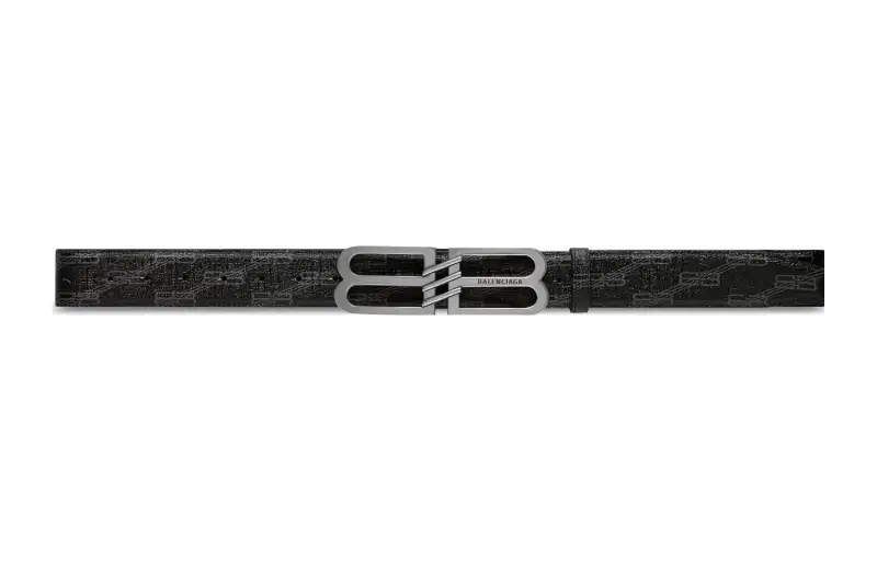 Balenciaga Cotton, Polyester, Polyamide Leather Belts Unisex Black/Gray Width 4cm