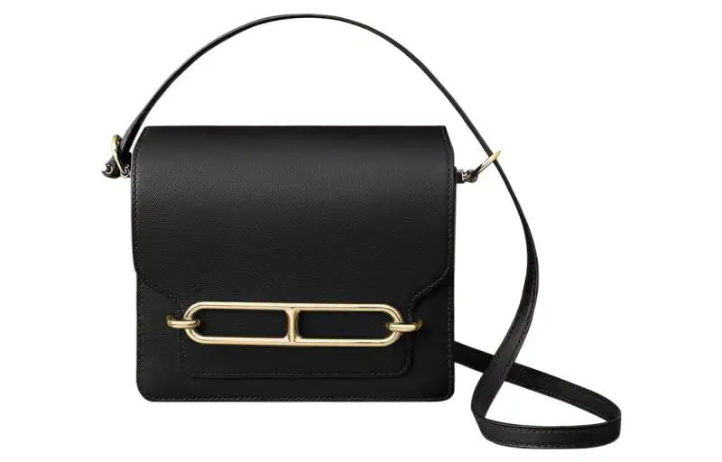 HERMES Roulis Swift Calfskin Crossbody Bags Women's Noir Black