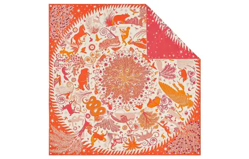 HERMES Silk Scarf Women's Orange Red