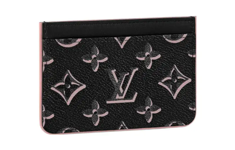LOUIS VUITTON Coated Canvas Wallet, Card Holder Women's Black