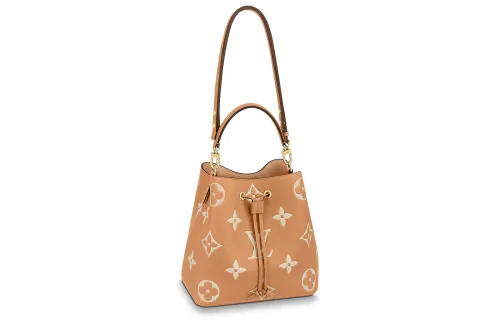 LOUIS VUITTON Noe Noe Bucket Bag Mm Bicolour Monogram Empreinte Arizona Beige/Cream