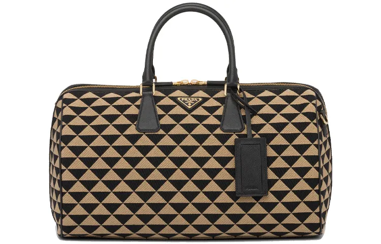 PRADA Symbole Fabric With Leather Trim Shoulder Bag, Crossbody Bag, Handbag, Travel Bag Men's