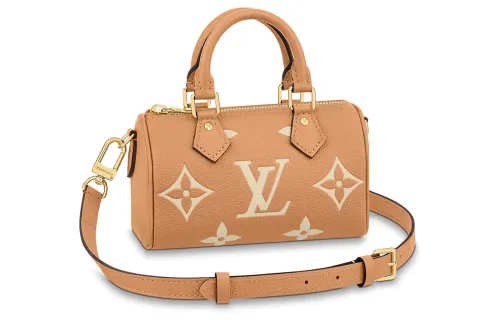 LOUIS VUITTON NANO SPEEDY Soft Grain Cow Leather Pillow Bag, Handbag, Shoulder Bag, Crossbody Bag Extra Mini Women's