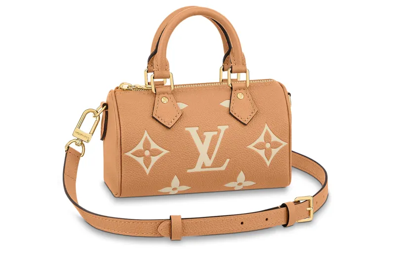 LOUIS VUITTON NANO SPEEDY Soft Grain Cow Leather Pillow Bag, Handbag, Shoulder Bag, Crossbody Bag Extra Mini Women's