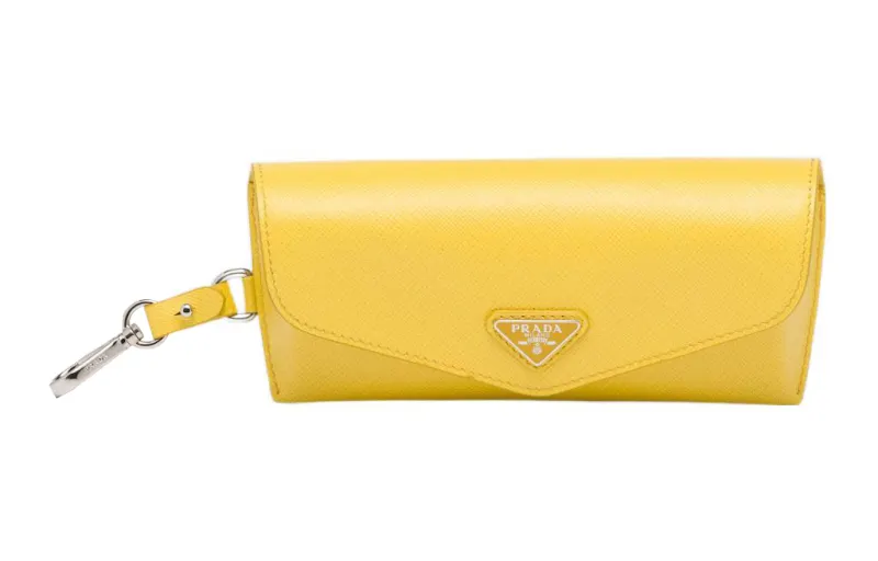 PRADA Saffiano Leather Eyeglass Pouch Men's Yellow