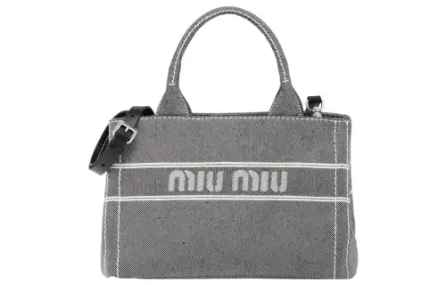 MIU MIU Denim Tote Bag, Shopping Bag, Shoulder Bag, Handbag Small Women's Gray