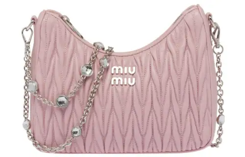 MIU MIU Matelassé Sheepskin Handbag, Crossbody Bag, Shoulder Bag Women's Pink