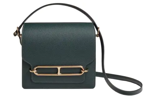 HERMES Roulis Light Gold Buckle Evercolor Calfskin Crossbody Bags Mini Women's V0 Vert Rousseau Green