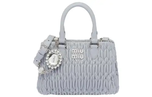 MIU MIU CRYSTAL Sheepskin Shoulder Bag, Crossbody Bag, Handbag Women's Blue