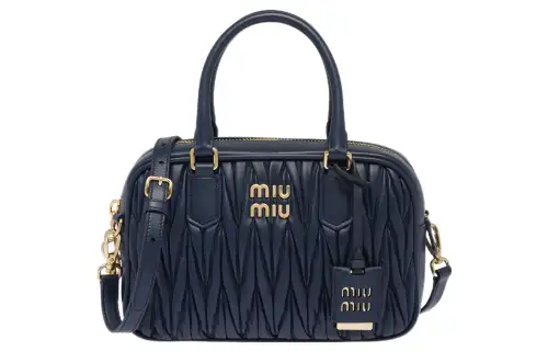MIU MIU Matelassé Soft Sheep Leather Shoulder Bag, Crossbody Bag, Handbag Women's Sea Blue