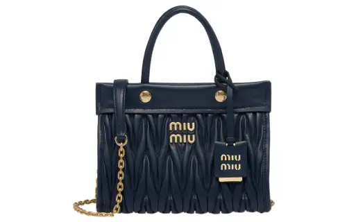 MIU MIU Leather Shoulder Bag, Crossbody Bag, Handbag Women's Sea Blue
