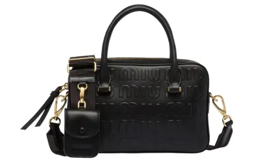 MIU MIU Leather Shoulder Bag, Crossbody Bag, Handbag Women's Black