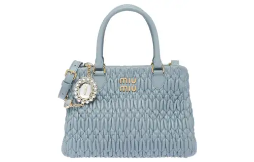 MIU MIU CRYSTAL Leather Handbag Medium Women's Blue