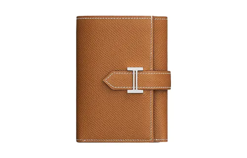 HERMES Bearn Epsom Calfskin Wallet Women's 37 Gold Brown