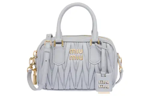 MIU MIU Matelassé Leather Handbag, Shoulder Bag, Crossbody Bag Women's Cornflower Blue