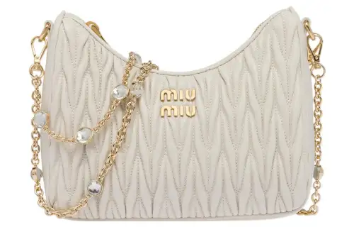 MIU MIU Matelassé Sheepskin Portable Crossbody Bag Shoulder Bag Regular Women's White