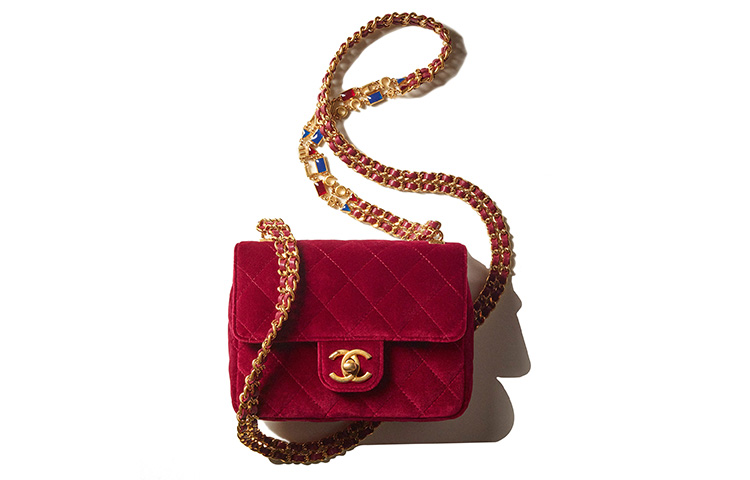 Женская сумка Chanel Velvet Flap Bag (бордовая)