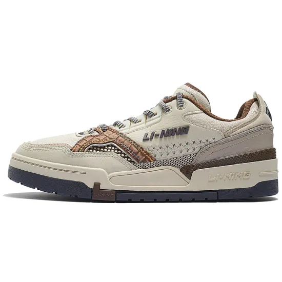 LiNing 001 Skateboard Shoes Men Low-Top Oat Gray/Cashmere Gray/Terracotta Brown