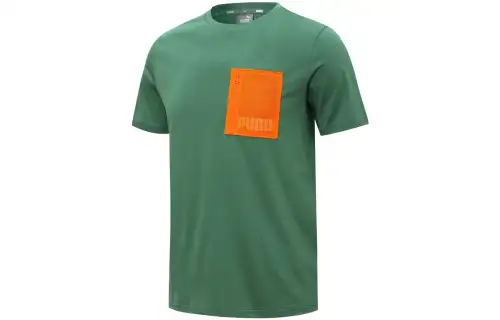 PUMA T Shirts Unisex Green Crew Neck Moderate Straight Fit