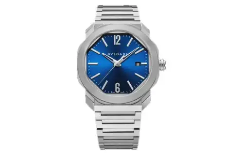 BVLGARI Wrist Watches Automatic Mechanical Movement Stainless Steel Watchband Blue Dial Men's Watches 102856