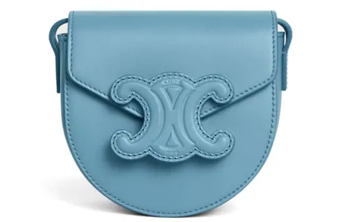 CELINE Besace Cow Leather Saddle Bag, Messenger Bag, Shoulder Bag, Crossbody Bag Mini Women's Blue