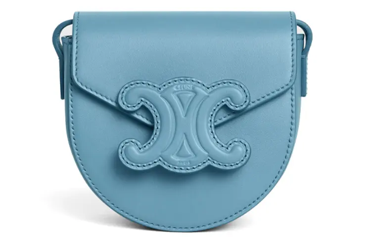CELINE Besace Cow Leather Saddle Bag, Messenger Bag, Shoulder Bag, Crossbody Bag Mini Women's Blue
