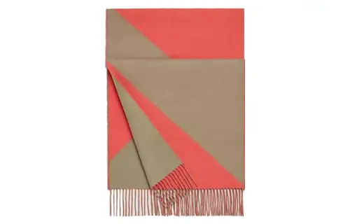 HERMES Casaque Knit Scarves Unisex Geranium Color/Kraft Paper Color