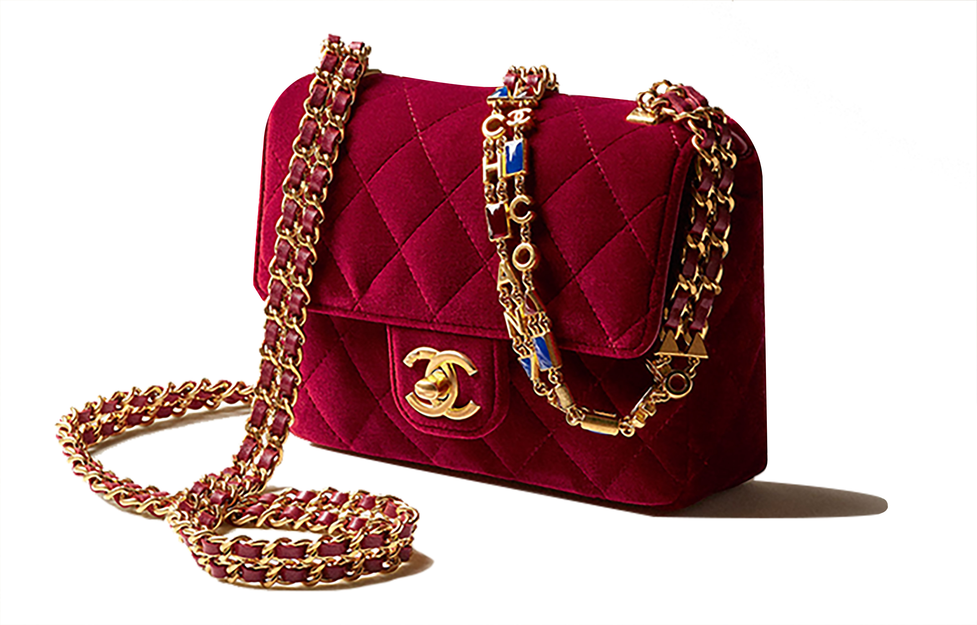 Женская сумка Chanel Velvet Flap Bag (бордовая) — фото 2
