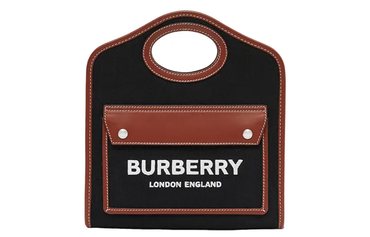 Burberry Pocket Bag Cotton With Leather Tote Bag, Shopping Bag, Handbag, Shoulder Bag, Crossbody Bag Mini Women's