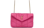SAINT LAURENT PUFFER Sheepskin Shoulder Bag, Crossbody Bag Mini Women's Pink