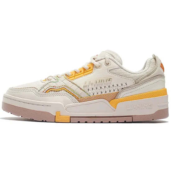 LiNing 001 Skateboard Shoes Women's Low-Top Egg Milk Gray/Oat Gray