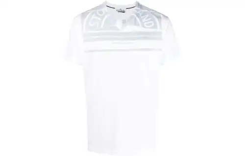 STONE ISLAND T Shirts Men's White Crew Neck Straight Fit
