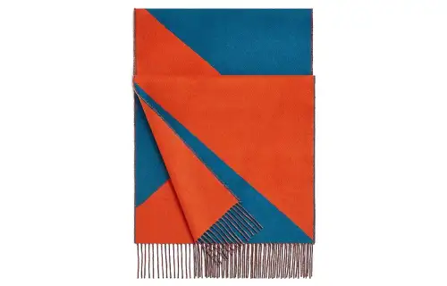 HERMES Casaque Knit Scarves Unisex Blue/Vermilion