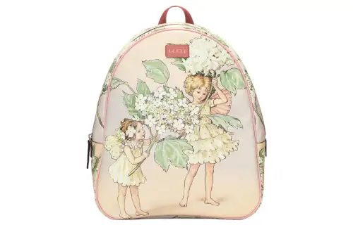 GUCCI Canvas Leather Trim Backpack For Kids' Light Pink Red/Multicolor