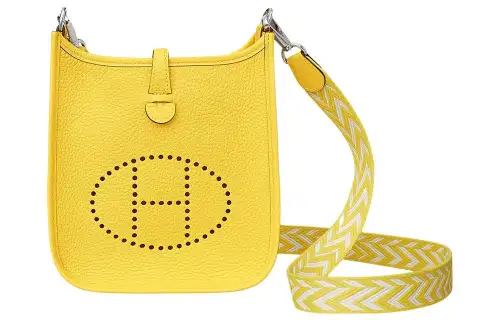 HERMES Evelyne Clemence Bullock Leather Crossbody Bag, Shoulder Bag 16 Women's Naples Yellow/Lemon/White
