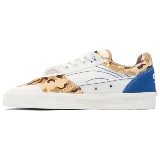STA x LiNing 50/50 Low Top Skateboard Shoes Men's White Brown Blue Limited Special Edition