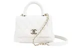 CHANEL Coco Handle Grain Cow Leather Material Gold Metal Shoulder Bag, Crossbody Bag, Handbag Mini Women's White