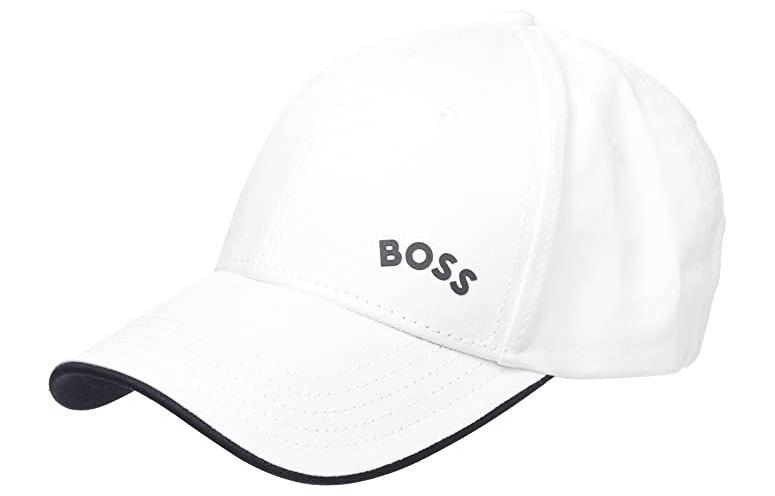 HUGO BOSS Hugo Boss cotton twill hard top curved small black label adjustable baseball cap white