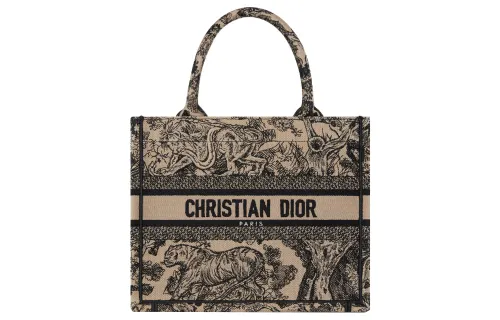DIOR BookTote Embroidery Tote Bag, Shopping Bag, Handbag Small Women's Brown