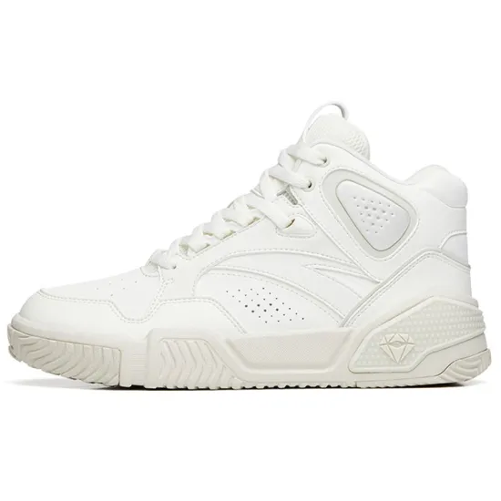 ANTA Lieyan1.0 Skateboard Shoes Women's High-Top Ivory White/Muddy Sand Gray