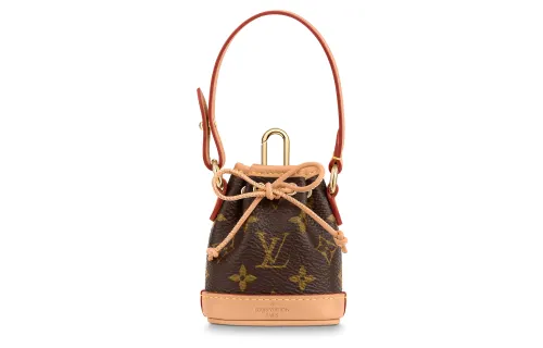 LOUIS VUITTON Micro Noe Coated Canvas With Cow Leather Handbag Charm Bag Merchandise Women's Brown