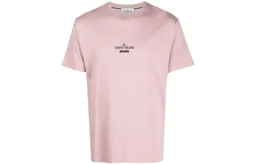 STONE ISLAND T Shirts Men's Pink Crew Neck Moderate Straight Fit