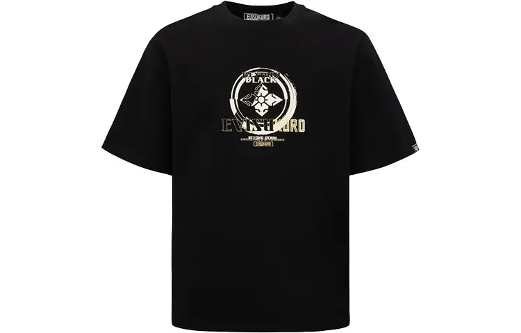 EVISU T Shirts Men's Black Crew Neck Moderate Straight Fit