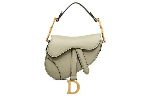 DIOR Saddle Sheepskin Saddle Bag, Shoulder Bag, Crossbody Bag, Handbag Extra Mini Women's Gray Green
