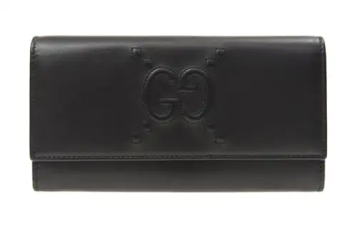 GUCCI Cow Leather Wallet Men's Black