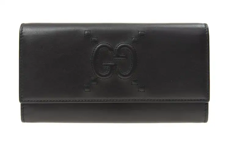 GUCCI Cow Leather Wallet Men's Black