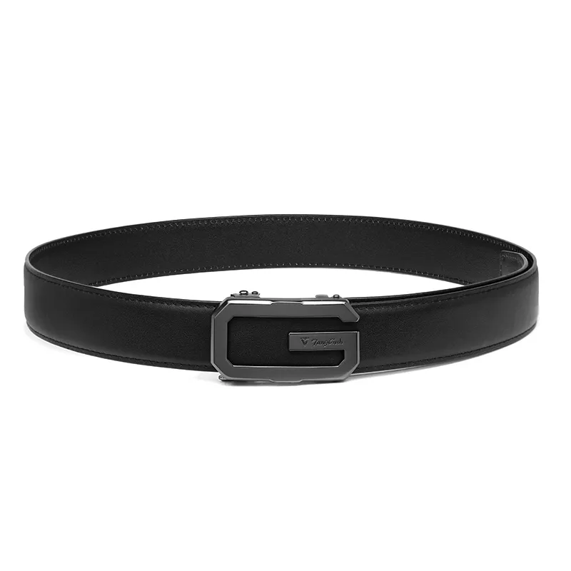 TangGuh Cow Leather Men's Belt Classic Design Men's Black Standard Width 3.5cm